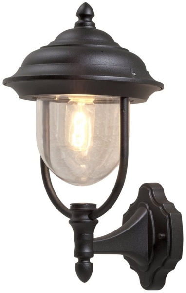 LED Außenwandleuchte, Landhaus Laterne stehend Höhe 43cm, Schwarz