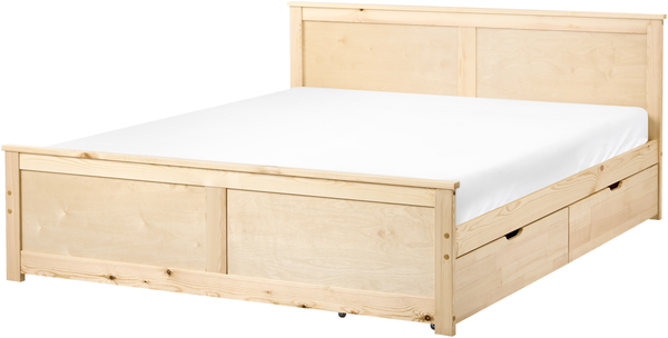 Bett mit 2 Schubladen Kiefernholz DAUPHIN 160 x 200 cm Hellbraun
