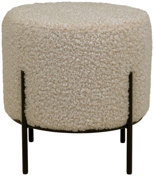 House Nordic Pouf, Teddy, graubraun, schwarze Beine, 35,5x37 cm, HN1091