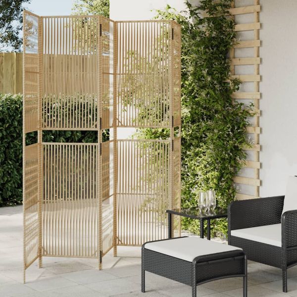 vidaXL Paravent 5-tlg. Beige Poly Rattan 365399