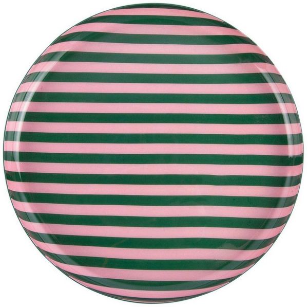 Present Time Tablett Tablett Animado Grün Pink gestreift (22cm)