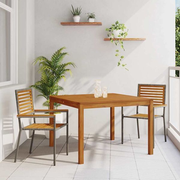 vidaXL Garten Essgruppe 3 pcs Grau Massivholz Akazie 3365530