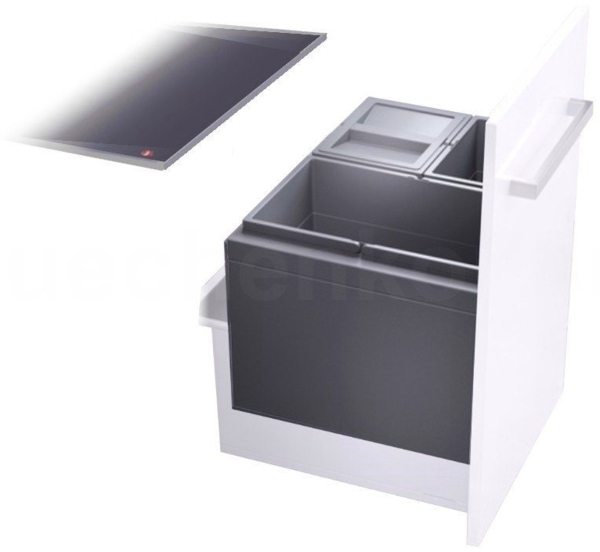 HAILO 3631691 Abfallsorter TRIPLE XL mit 3-fach-Trennung - 54 Liter Volumen / 1x 28 Liter und 2x 13 Liter / 60 cm Schrankbreite