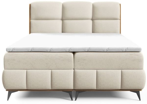 Boxspringbett Schlafzimmerbett CHARLIE PREMIUM 120x200cm Stoff Fibi Creme Bild 3