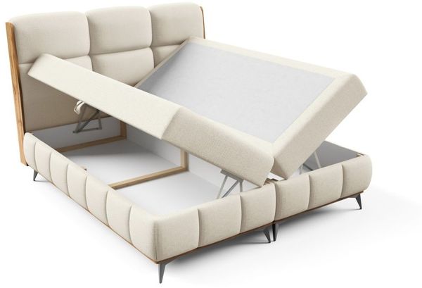 Boxspringbett Schlafzimmerbett CHARLIE PREMIUM 120x200cm Stoff Fibi Creme Bild 4