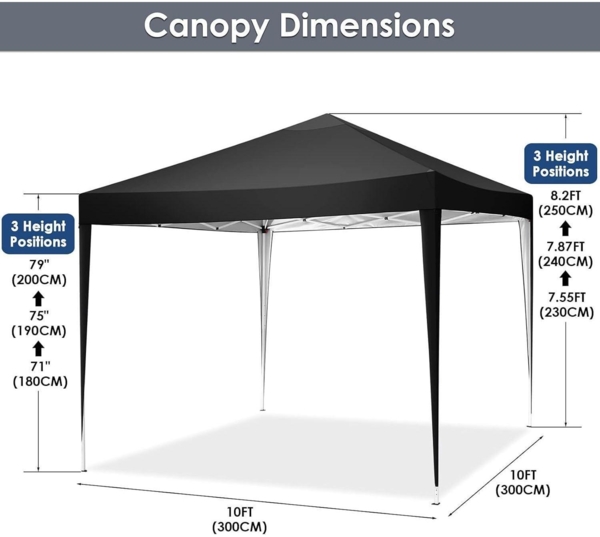 COBIZI Pavillon 3x3m Wasserdicht Stabil Pop up Partyzelt Schwarz Bild 2