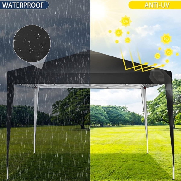 COBIZI Pavillon 3x3m Wasserdicht Stabil Pop up Partyzelt Schwarz Bild 4