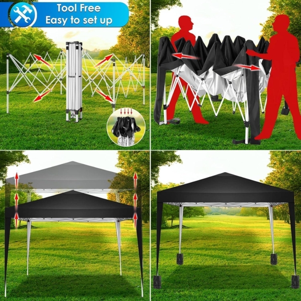 COBIZI Pavillon 3x3m Wasserdicht Stabil Pop up Partyzelt Schwarz Bild 6