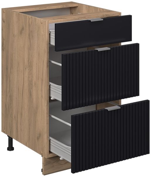 Küchenunterschrank Fame-Line Schwarz gestreift 50 cm ohne Arbeitsplatte Vicco Bild 4