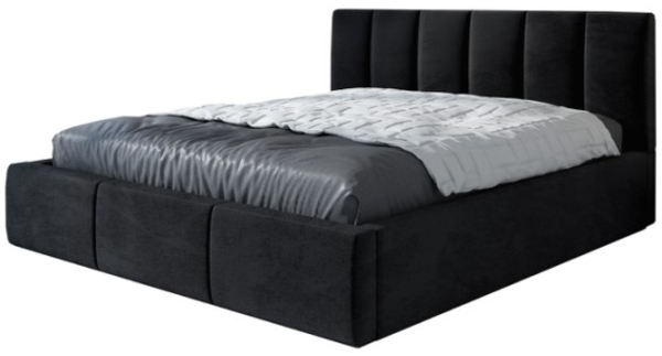 Polsterbett LISI 140x200 mit Matratze, Bettkasten und Lattenrost. Farbe: Schwarz 20