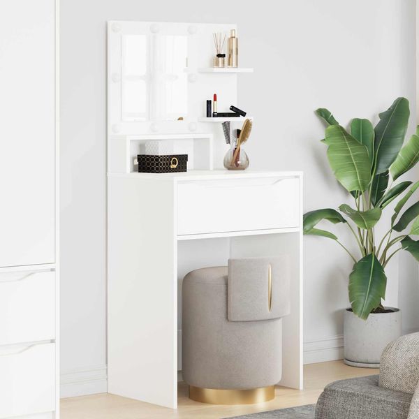 vidaXL Schlafzimmer-Frisiertische mit Regal Weiß 80 x 39,6 x 135 cm 888987