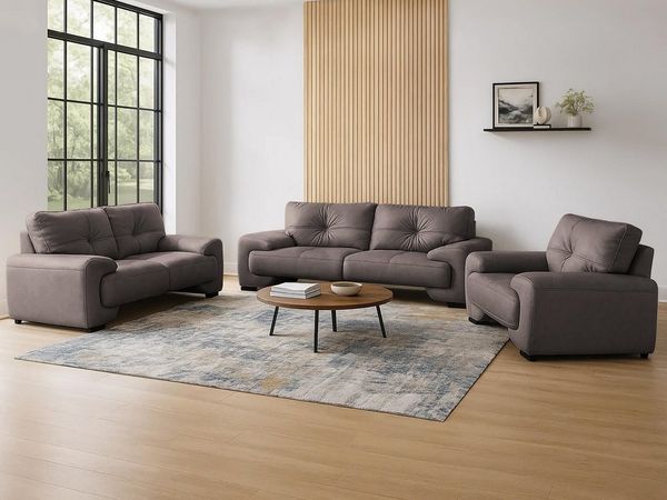 Beautysofa Polstergarnitur OMEGA 3+2+1 klassisches Wohnzimmer-Set, Kunstleder, (in zeitlosen Farben, Komfort-Set mit Wellenfedern und Schaumstoff), Wohnzimmer Big-Sofa set