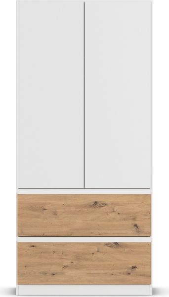 rauch Kleiderschrank, Drehtürenschrank COSTA, 2-türig, 2 Schubkästen, push-to-open, Alpinweiß, 91 x 197 x 54 cm Bild 2