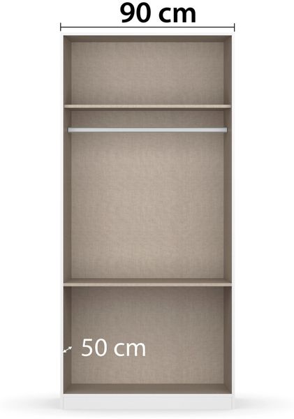rauch Kleiderschrank, Drehtürenschrank COSTA, 2-türig, 2 Schubkästen, push-to-open, Alpinweiß, 91 x 197 x 54 cm Bild 6