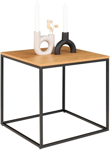 House Nordic Beistelltisch, Eiche Optik, Gestell schwarz, 45x45x45 cm