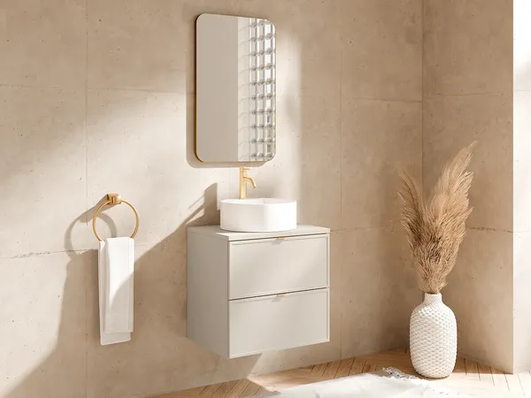 Vente-unique - ONDIL Waschbeckenmöbel Holz, Platte Beige - B 45 cm x H 60 cm x L 60 cm