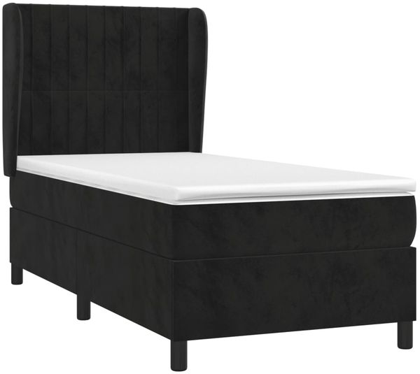 vidaXL Boxspringbett mit Matratze Schwarz 100x200 cm Samt 3129317 Bild 3