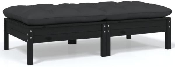 vidaXL Gartensofa 2-Sitzer mit Kissen in Schwarz Massivholz Kiefer 806662