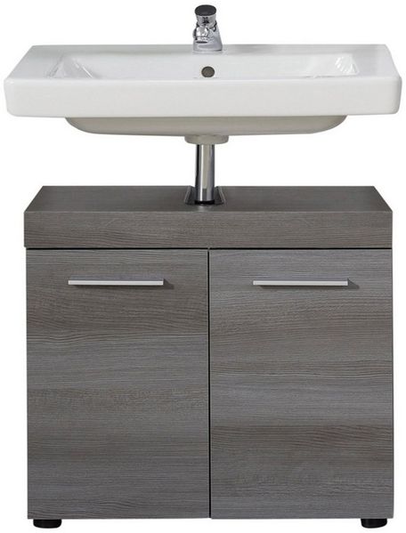 trendteam Waschbeckenunterschrank Runner (Badschrank in grau Rauchsilber, 58 x 57 cm) mit 2 Fächern