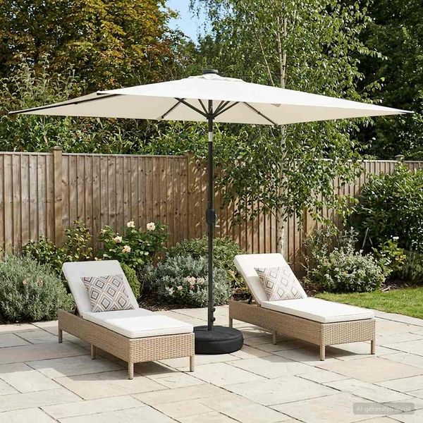 vidaXL Gartenparasol mit LED-Lichtern und Sockel 200 x 300 cm 42036240
