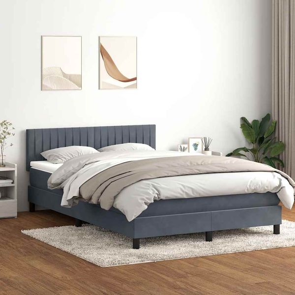 vidaXL Boxspringbett mit Matratze & LED Dunkelgrau 160x210 cm Samt 3317080