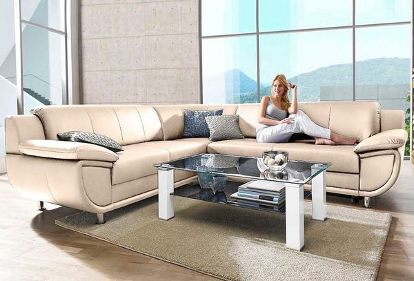 TRENDMANUFAKTUR Ecksofa Rondo wahlweise mit Schlaffunktion, bequeme Armlehnen, Bestseller, L-Form, wahlw. mit Federkern, Füße chromfarben, Unser Dauertiefpreis