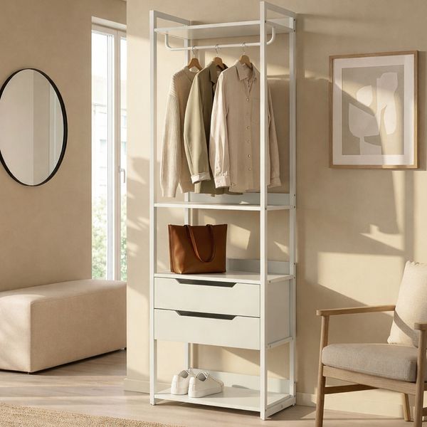 Standgarderobe Jässaatka mit 2 Schubladen 200x61x40 cm Grau [en. casa]