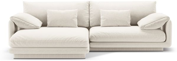 Micadoni Ecksofa Torino 4-Sitzer Links Strukturierter Stoff Elfenbein