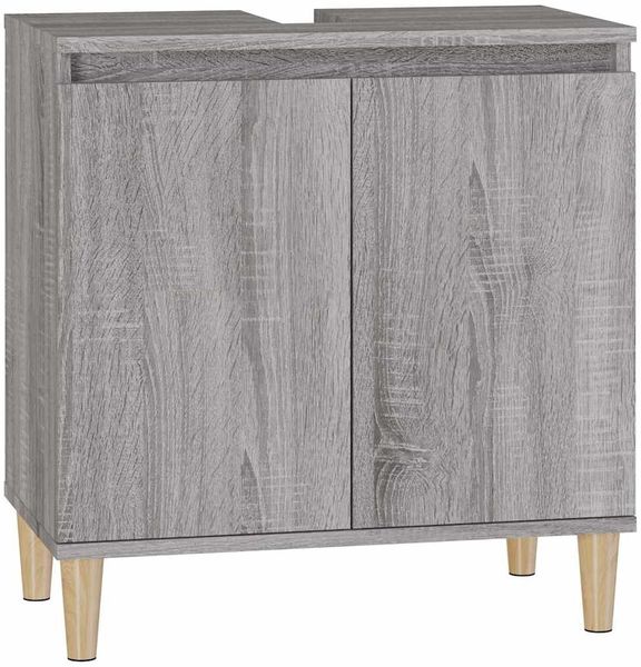 Waschbeckenunterschrank, Badschrank, Unterschrank Grau Sonoma 58x33x60 cm Holzwerkstoff j138p
