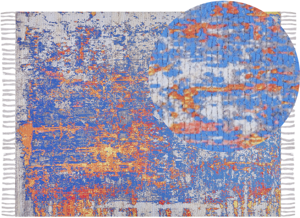 Teppich mehrfarbig 150 x 230 cm abstraktes Muster Fransen Kurzflor ACARLAR
