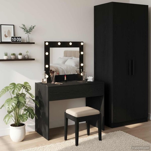 vidaXL Schminktisch mit Speicher Schwarz 83 x 40 x 70 cm Holzwerkstoff 865227