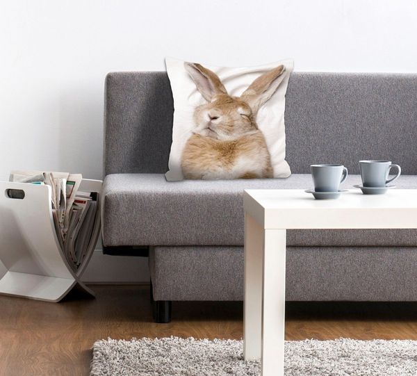 queence Dekokissen Ketut, Kissenhülle,Hase,Ostern,Frühlingsmotiv,Niedlich,Tiermotiv,Verspielt