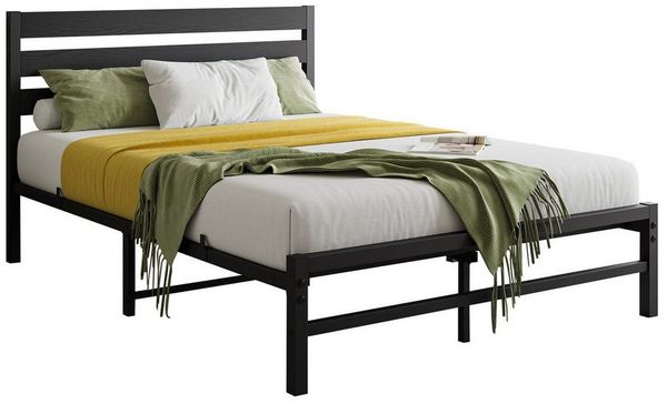 OKWISH Metallbett Modernes Design (Metallbett mit komfortablem Kopfteil, stabiler Konstruktion, 140x200cm Inklusive Matratze), perfekt für Erwachsene und Jugendliche