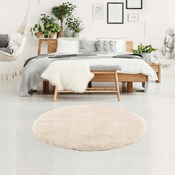 Carpet City Hochflor-Teppich Pulpy 100, rund, Höhe: 30 mm, besonders weich, mit Fransen, Uni Farben