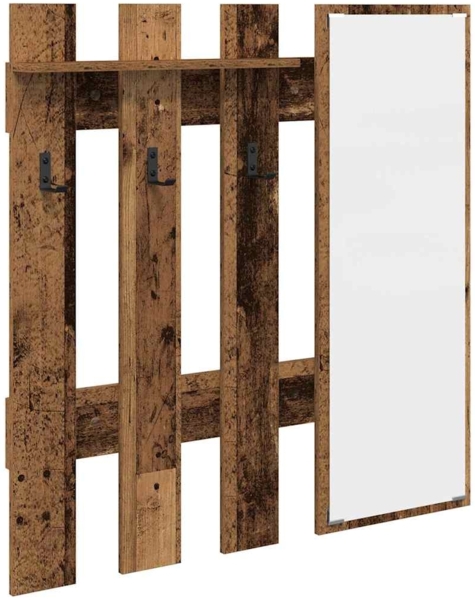 vidaXL Wandmontierter nachttisch mit Spiegel Altholz 100 x 10 x 100 cm 874513