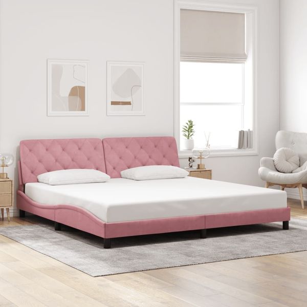 vidaXL Bettgestell ohne Matratze Rosa 200x200 cm Samt 3207946