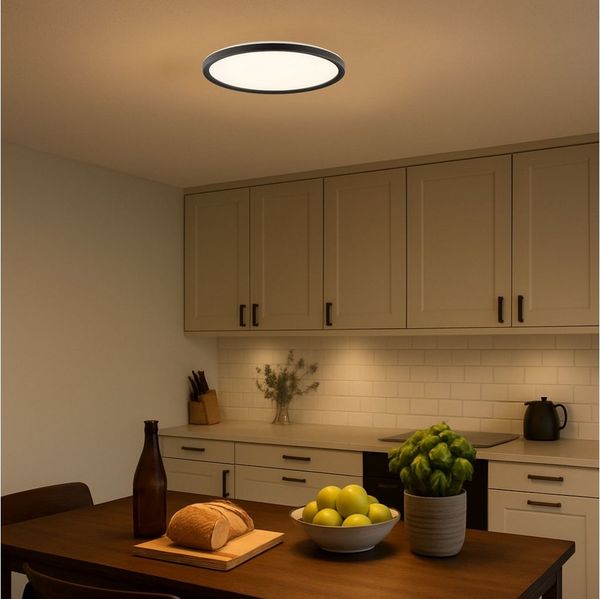 Hanseatic LED Panel DLP220A, CCT - über Fernbedienung, LED fest integriert, warmweiß - kaltweiß, Deckenlampe, Deckenleuchte, dimmbar, CCT über Wandschalter, Backlight