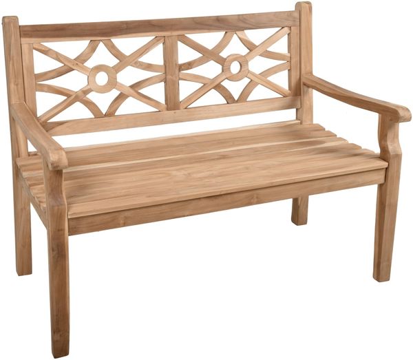 Gartenbank OLIVER 2-Sitzer - 120cm Breit, Teak, Natur | Terrassenbank Wetterfest Sitzbank Outdoor Bank