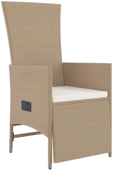 vidaXL 7-tlg. Garten-Essgruppe mit Kissen Beige Poly Rattan 3157578 Bild 5