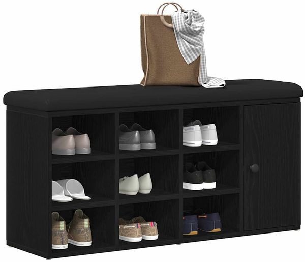 vidaXL Sitzbank mit Stauraum Schwarz Eichen-Optik 102 x 32 x 50 cm 862986 Bild 3