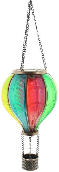 Dekoleidenschaft LED Solarleuchte "Heißluftballon" bunt, Outdoor Hängelaterne, Solar Gartenlaterne 46 cm, LED fest integriert, wetterfest, Solarlaterne für Draußen, Solarlampe Außen