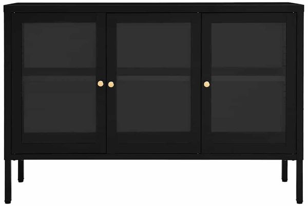 Sideboard, Kommode Schwarz 70x35x70 cm Stahl und Glas j2629p Bild 3
