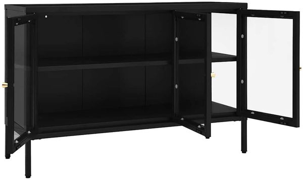 Sideboard, Kommode Schwarz 70x35x70 cm Stahl und Glas j2629p Bild 6