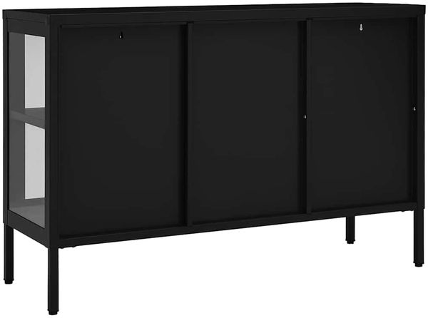 Sideboard, Kommode Schwarz 70x35x70 cm Stahl und Glas j2629p Bild 5