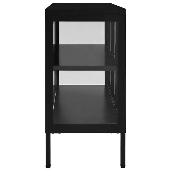 Sideboard, Kommode Schwarz 70x35x70 cm Stahl und Glas j2629p Bild 4