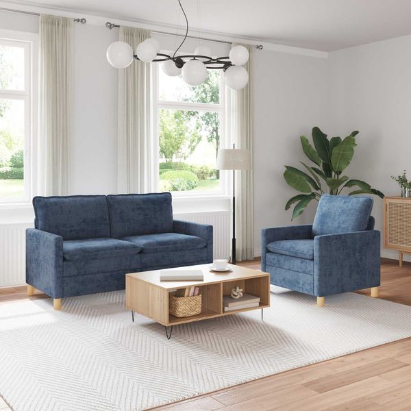 vidaXL Sofa Set 2 pcs Blau Polyester 3417093