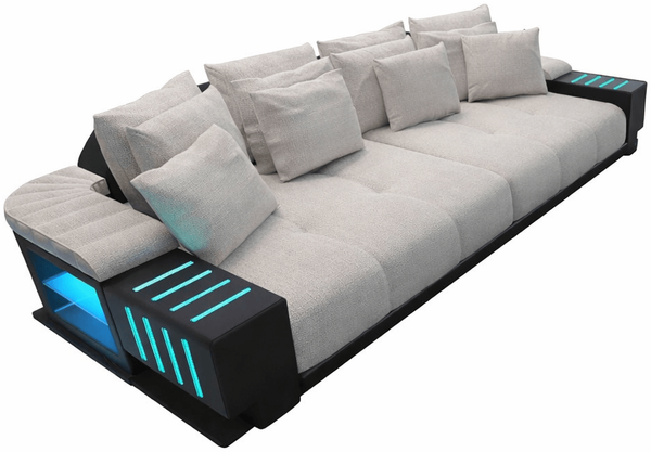 Stoff Bigsofa Bellagio - Strukturstoff - macchiato-schwarz