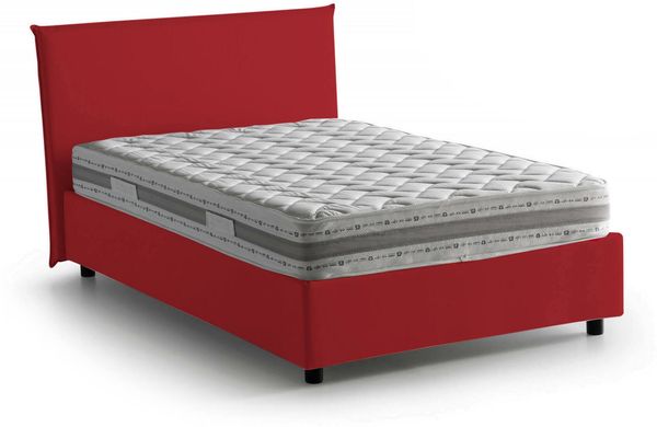 Dmora Alvino-Doppelbett, Bettkasten mit Stoffbezug, 100 % Made in Italy, Öffnung vorne, inklusive Matratze 120 x 200 cm, Rot