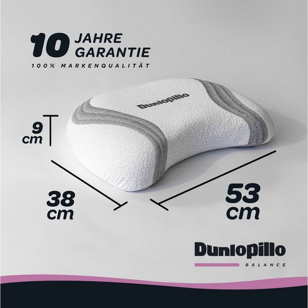 Dunlopillo Nackenstützkissen Anti-Aging, NEUHEIT, Nackenstützkissen mit zwei Kernkomponenten, Füllung: Viskoschaum, Bezug: Polyester & Lyocell, Rückenschläfer, Seitenschläfer, in Größe 38 x 53 x 9 cm, für variable Höhenanpassung 7 oder 9 cm