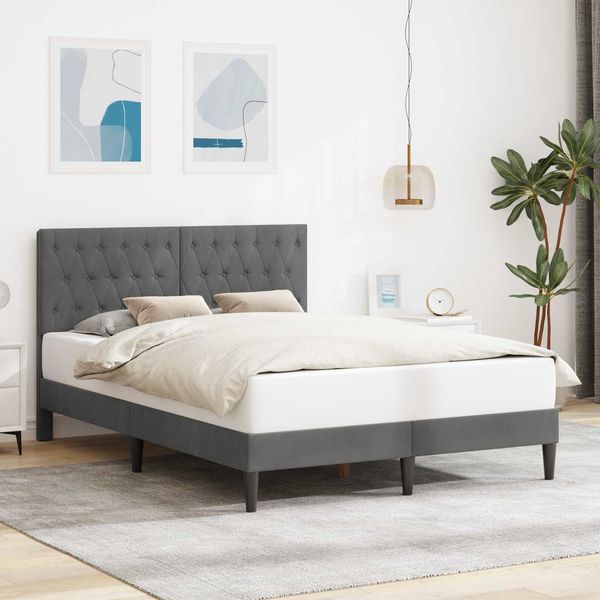 vidaXL Bettrahmen mit Kopfteil Dunkelgrau 160 x 200 cm Samt 42027674